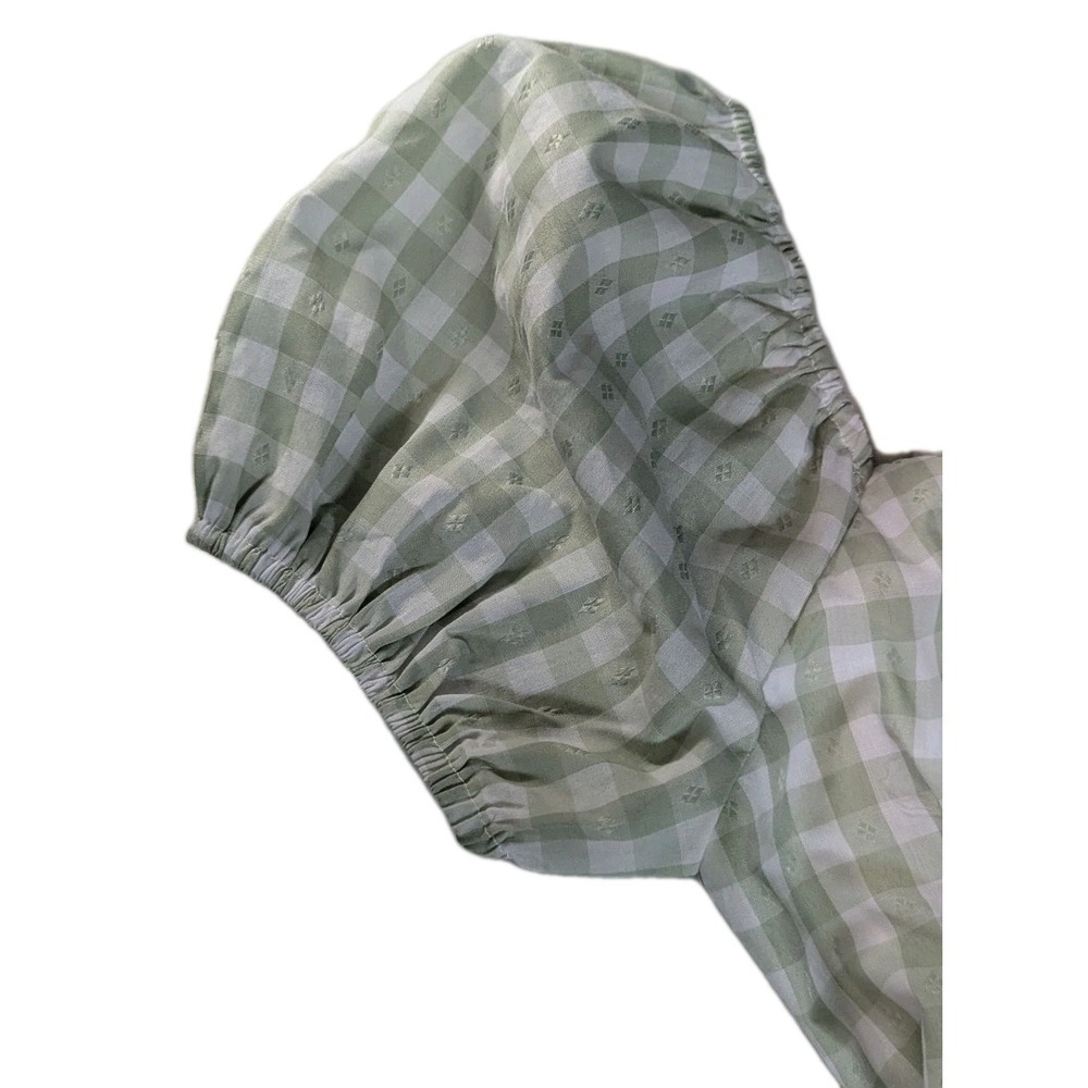 Lily Rose Sage Green Gingham Puff Sleeve Tie-Back Dress – Women's XS - Picture 10 of 16